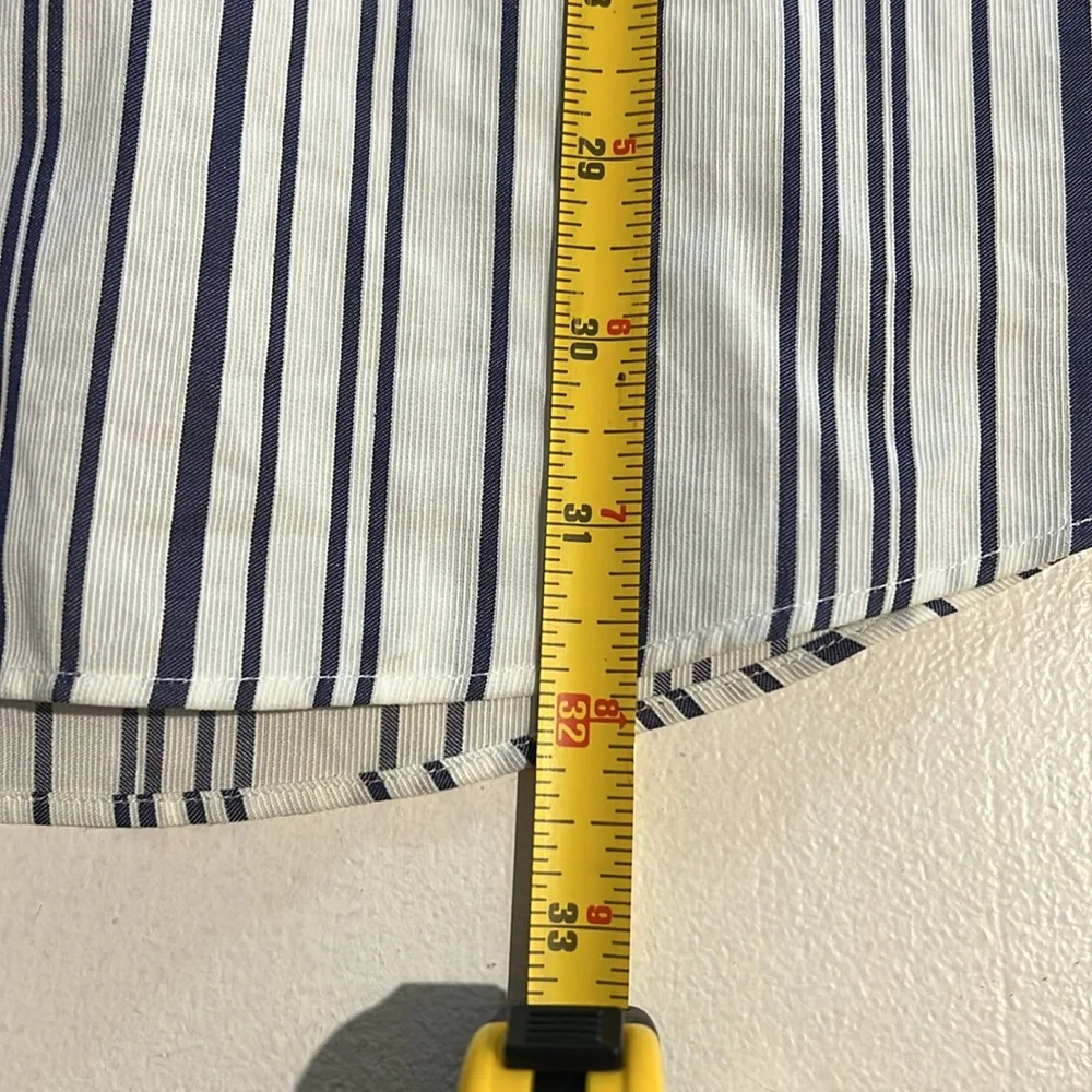 Hermés made in France men’s 43/17 button long sleeve shirt blue and white stripe - Picture 9 of 13